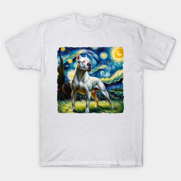 Starry Dogo Argentino Dog Portrait - Pet Portrait T-Shirt by starry_night